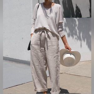 The white company linen blend knit top